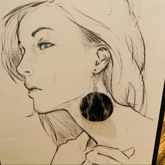 Designs by Jan Jewelry - Leather Circle Earrings 💯%cowhide hair